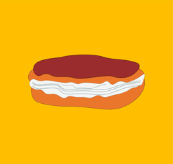 eclair typical french dessert. illustration for web and mobile design.