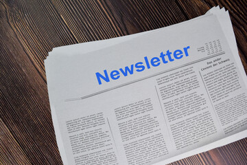 Newsletter text in headline isolated on white background. Newspaper concept