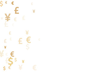 Euro dollar pound yen gold symbols flying currency vector background. Business concept. Currency 