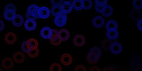 Dark blue, red vector pattern with coronavirus elements.