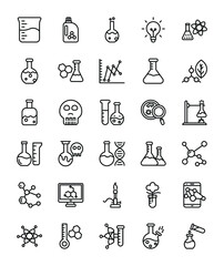 Lab Testing Line Vector Icons 