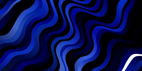 Dark BLUE vector template with curved lines. Colorful geometric sample with gradient curves.  Template for your UI design.