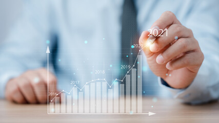 Business analytics and financial concept, Plans to increase business growth and an increase in the...