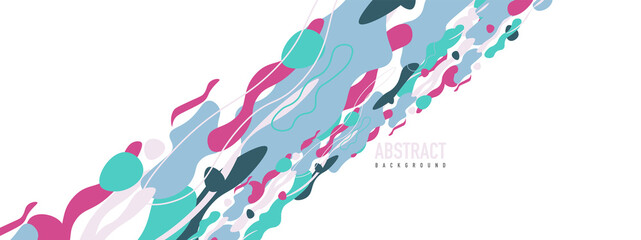 Trendy liquid style shapes abstract design, dynamic vector background for placards, brochures, posters, web landing pages, covers or banners