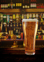 A glass of cold beer
