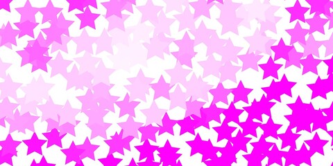 Light Purple, Pink vector template with neon stars. Shining colorful illustration with small and big stars. Pattern for websites, landing pages.