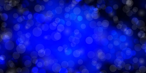 Dark BLUE vector pattern with circles. Modern abstract illustration with colorful circle shapes. New template for your brand book.