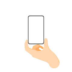 Mobile phone with a blank screen in hand