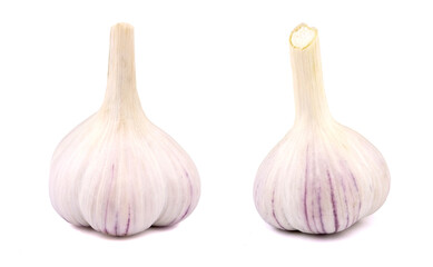 Raw garlic isolated on white background, with clipping path