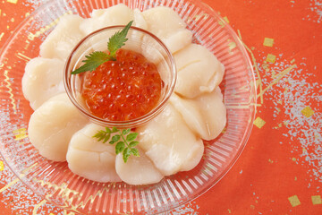 お刺身用ほたて貝柱　　いくら乗せ　