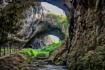 Devetashka cave,is a large karst cave around 7 km (4.3 mi) east of Letnitsa and 15 km (9.3 mi) northeast of Lovech Bulgaria.Devetashka cave was shown in the action movie The Expendables 2