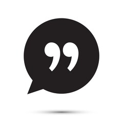 Speech bubble with quote mark icon. Vector illustration of quotation sign