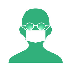 マスクをしてメガネが曇った人（緑色）