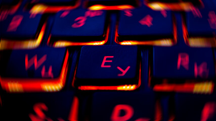 glowing neon sign on a red background