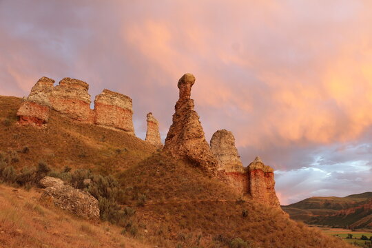 The Witche's Towers in Henefer Utah at Sunset