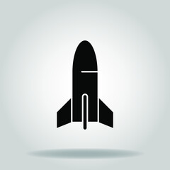 Fototapeta premium Logo or symbol of rocket icon with black fill style 