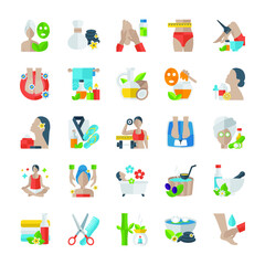 Fitness And Spa Flat Icons Set
