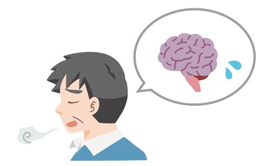 ストレスが溜まって疲れている中年男性のイラスト