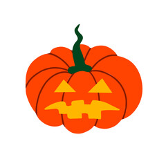 angry pumpkin for Halloween. Creepy evil pumpkin is a Symbol of the Halloween holiday. Vector flat illustration