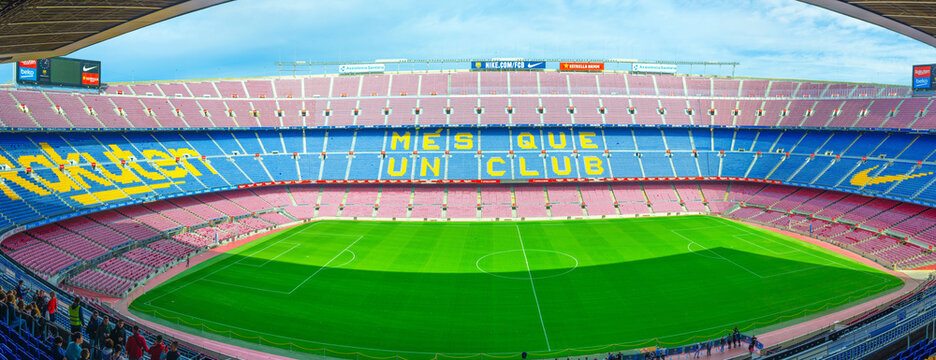 Barcelona, Spain, March 14, 2019: Camp Nou is the home stadium of football club Barcelona