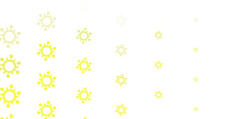Light Yellow vector background with covid-19 symbols.