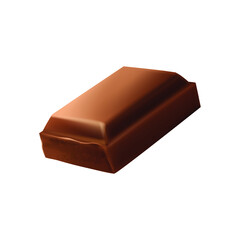 Single square chocolate bar on white background