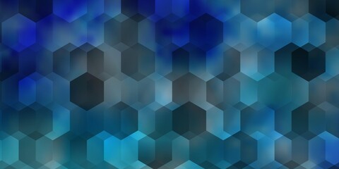 Fototapeta premium Light BLUE vector backdrop with hexagons.