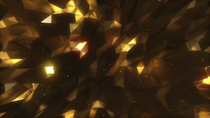 Dark Gold motion graphics video background features low-poly dark gold waves in a seamless loop - Powered by Adobe