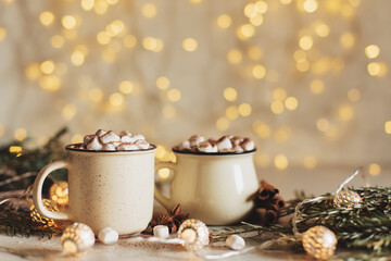 Set with white mug for mockup. The mug with the christmas decorations.