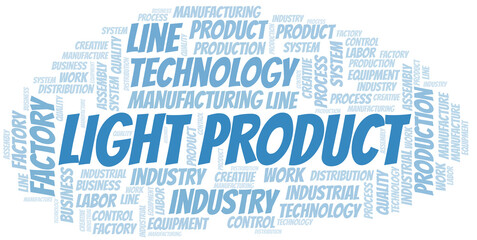 Light Product word cloud create with text only.