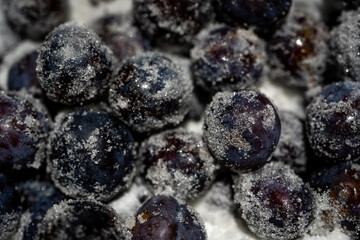Fresh organic plums covered with sugar for making jam. Cooking plum jam. Preparing self-made...