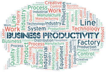 Business Productivity word cloud create with text only.