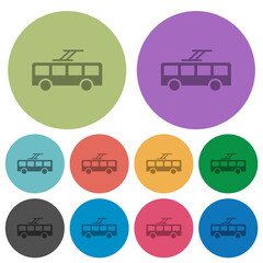 Trolley bus color darker flat icons