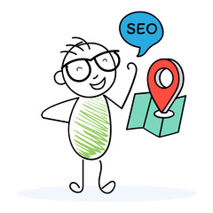 
Location pin on map with seo, vector design of local seo in modern flat style 
