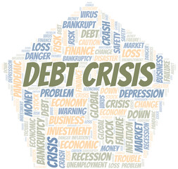 Obraz premium Debt Crisis word cloud create with text only.
