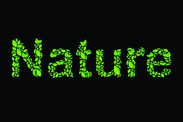 Nature word written with green leaves