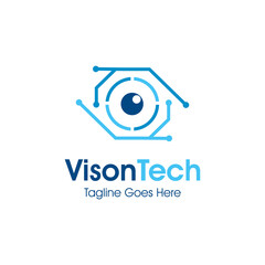 Tech vision logo template, eye logo design vector illustration