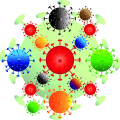 Corona Planet. COVID 19 Attack The World. vector illustration of colorful splashes