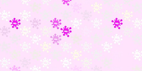Light pink, yellow vector pattern with coronavirus elements.