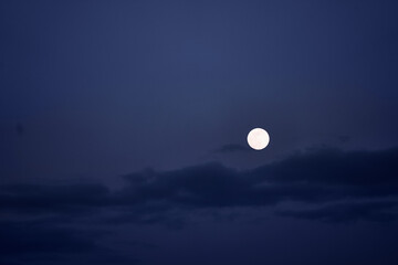 Naklejka na ściany i meble Big full moon on blue night sky.