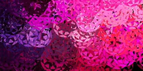 Obraz premium Dark purple, pink vector texture with random triangles.