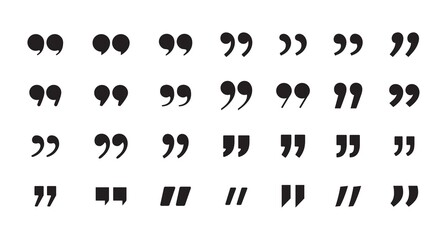 Quote mark icon set isolated on white background. Quotation sign template