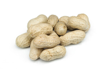 Fresh peanuts isolated on a white background.
