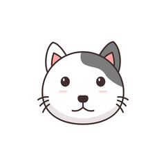 Cute cat face cartoon illustration isolated on white background 