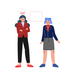 School Girl Bullying Her Classmate, Teenage Communication Problems Concept Vector Illustration