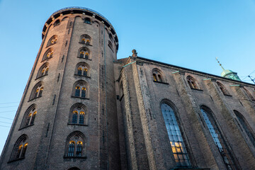 Exterior of the Rundetaarn, or the Round Tower. It is a 17th-century tower located in Copenhagen. One of the projects of Christian IV