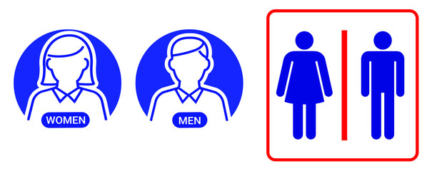 toilet vector icons set, boy or girl restroom symbols