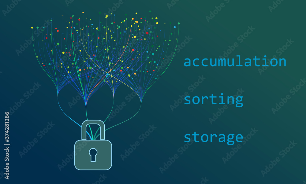 Poster Big data sorting concept. Abstract technology background.