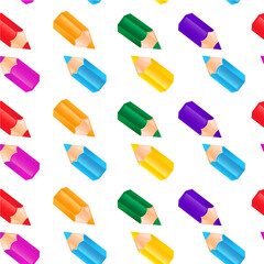 Seamless pattern with colored pencils.  Background with colored pencils. Vector seamless pattern.