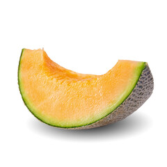 Sliced cantaloupe melons isolated on white background with clipping path